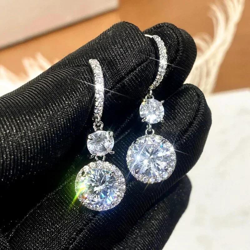 Luxury, High-End, Gorgeous Party, Water Droplet Zircon Earrings, Bride'S Wedding, Eternal And Dazzling Jewelry, Headwear