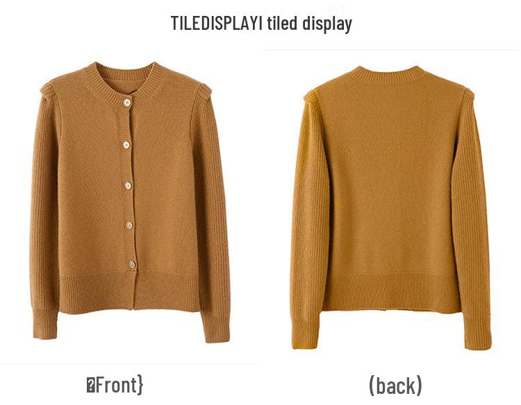 Women's 100% Cashmere Wool Loose Knit Sweater Coat - Round Neck, Spring Cardigan Style.