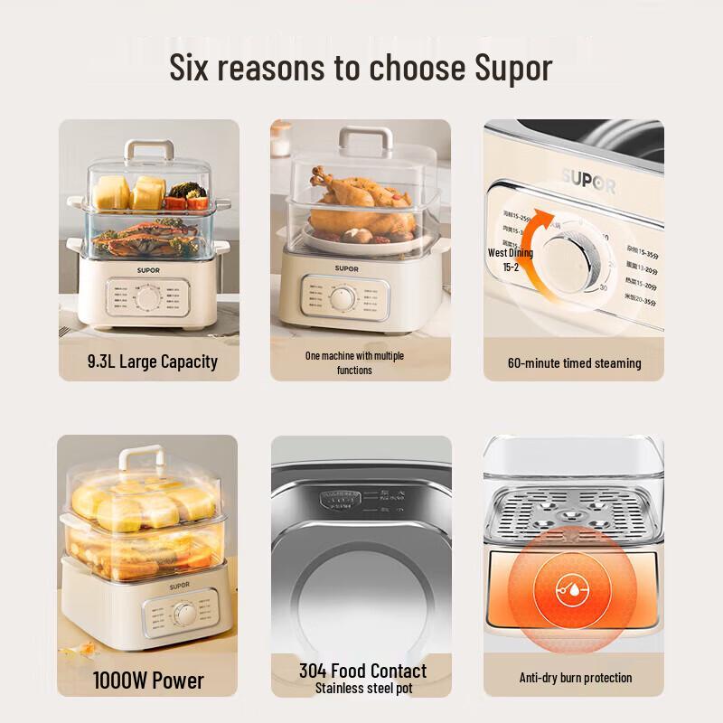 Supor Multi-functional Electric Steamer & Cooker CN plug (adapter included)