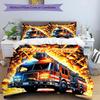 3PC Custom Name Fire Truck Inferno Bedding Set Duvet Cover Closure Includes 1 Duvet Cover & 2 Pillowcases for Bedroom