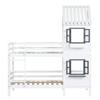 [29590567WAA]Bunk Bed with Handrail and Window, House Bed, Children's Bed with Fall Protection and Guard Rail, Pine Frame, White (90x200cm)
