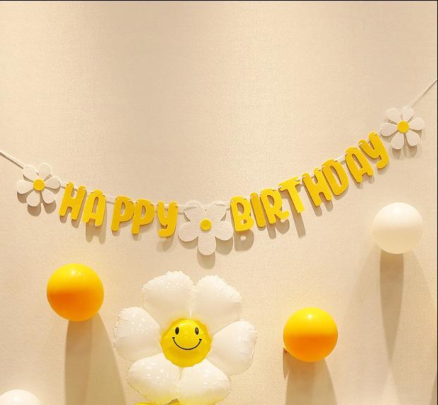 Colorful Felt Happy Birthday Banner Garland for Party Decorations and Photos