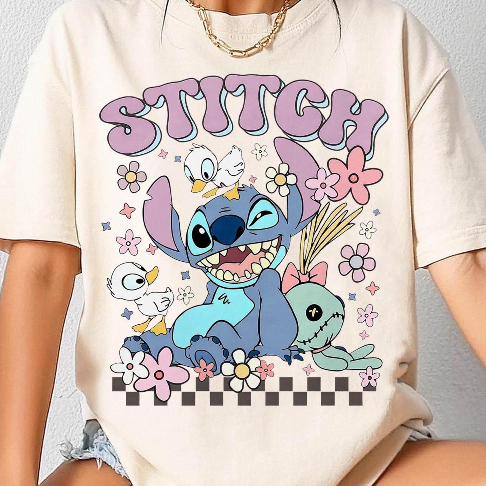 Retro Stitch Aloha Shirt, Comfort Colors Lilo and Stitch Tee, Ohana Tropical Surf Disney Gift, Vintage Disneyland Vacation Family Trip XL