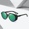 New Circular Steampunk Polarized Sports Sunglasses Trendy Double-Bridge Side-Cutout Shades Unisex Design for Fishing and Driving