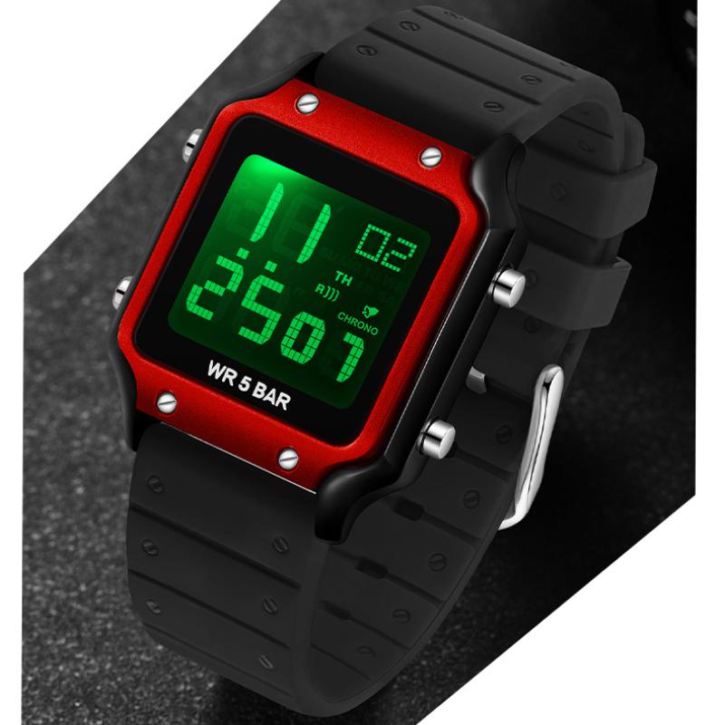 SANDA Electronic Watch Multifunctional Waterproof Sports Electronic Watch Fashion Trend Silicone Band Electronic Watch