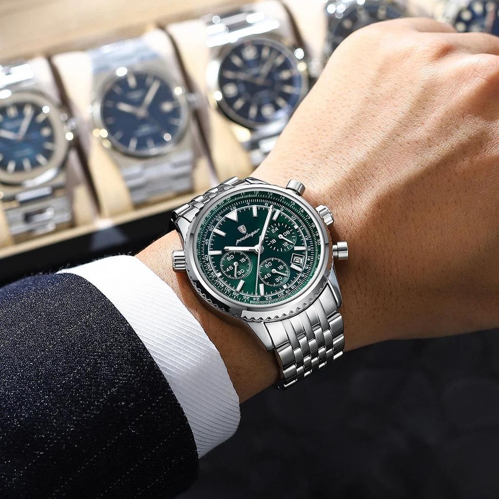 Luxury Business Men's Watch Stainless Steel Chronograph Date Sport Quartz Man Clock Waterproof Luminous Military Watches For Men
