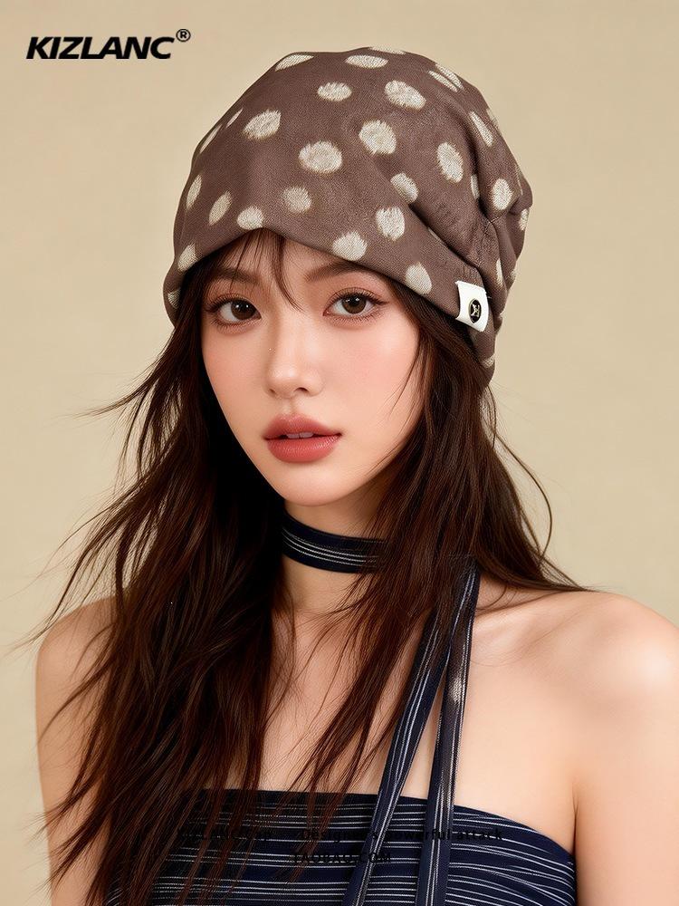 Trendy Plaid Slouchy Hat - Unisex Pleated Beanie for Spring & Summer