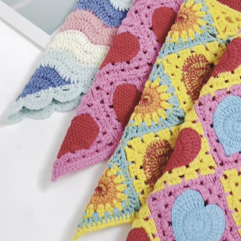 Crochet Anti-uv Bandana Knitted Hair Kerchief Tie Back for Head Wrap Color Matching for Triangle Turban for Girls Photo