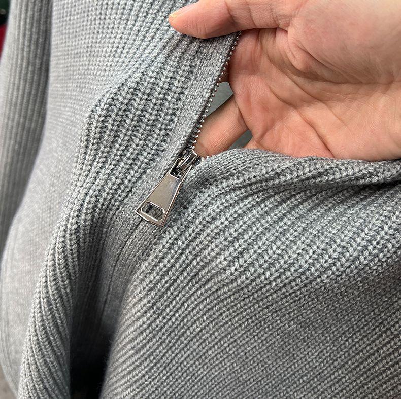 Men's Slim Fit Stand Collar Zipper Cardigan – Versatile Knit Sweater for Autumn and Winter