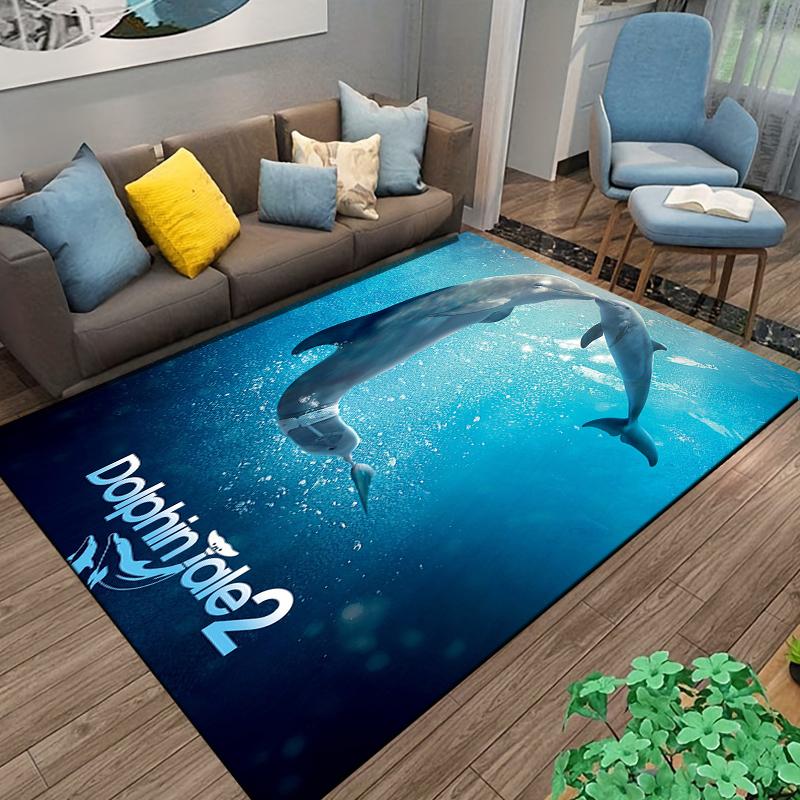 Dolphin Tale 2 Themed Carpet with Ocean Scene and Dolphins Suitable for use as an anti-slip for living room bedroom sofas