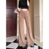 Kumikumi Design Sense Khaki Elastic Waist Casual Pants Women Autumn Slim Fit Slimming Versatile Trumpet Pants Trousers