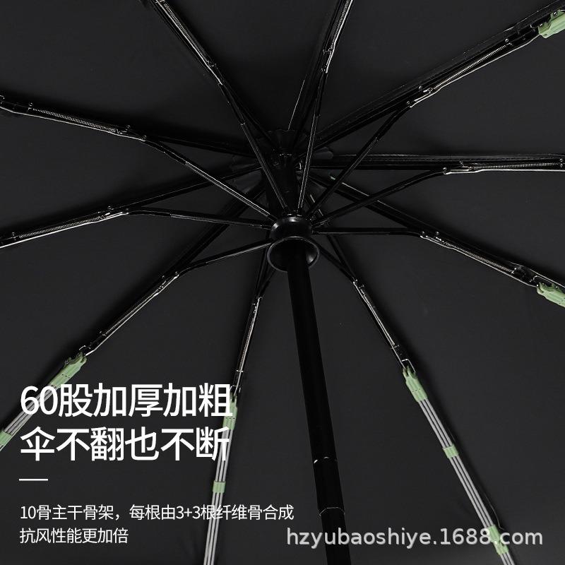 High-value three-fold automatic umbrella outdoor sunscreen parasol comfortable ring buckle long-handled umbrella weather and rain women