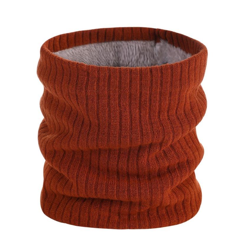 Double-layer Velvet Thickened Warm Neck Cover, Solid Color Wool Single-circle Knitted Scarf, Autumn and Winter Versatile Scarf for Men and Women