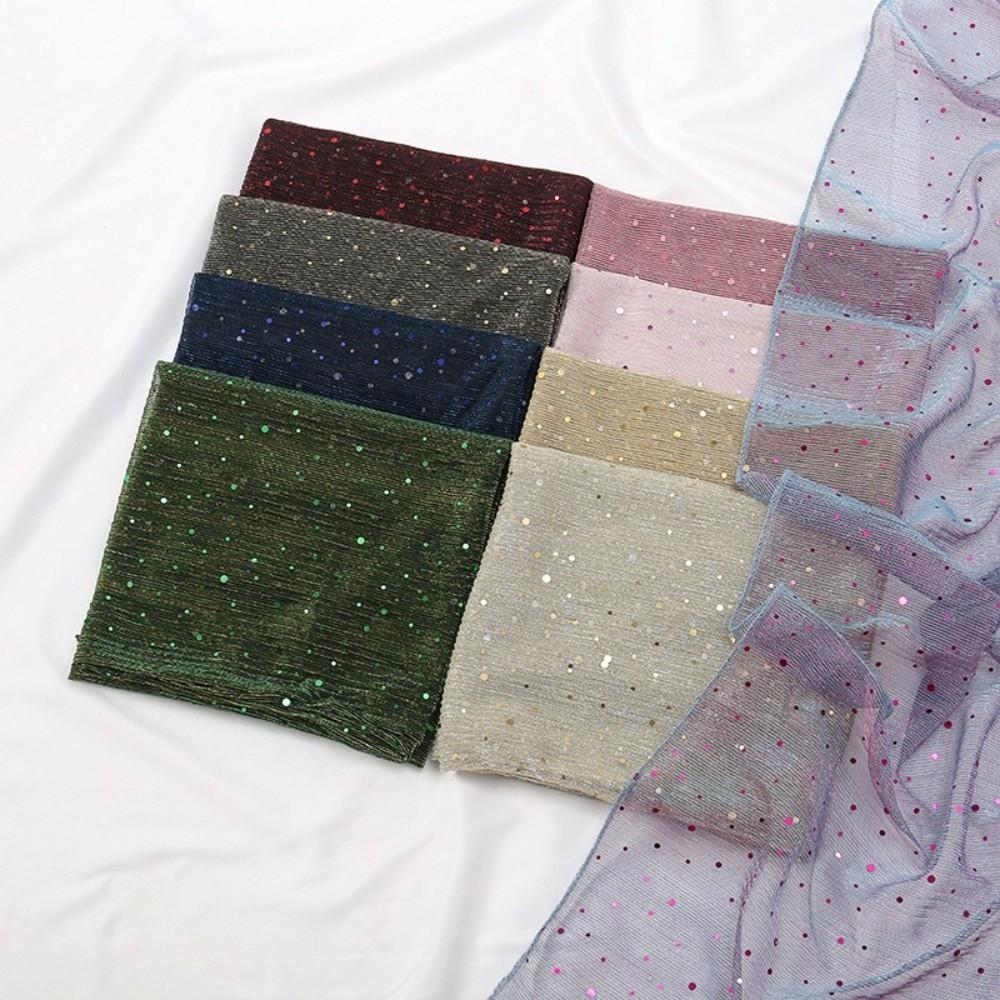 155×70cm Sequin Scarf Thin Transparent Hijab Luxury Headscarf  for Women