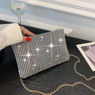 Nuevo bolso de mujer con diamantes de agua brillantes, pequeño bolso cuadrado, bolso de mano con temperamento, bolso bandolera de un solo hombro