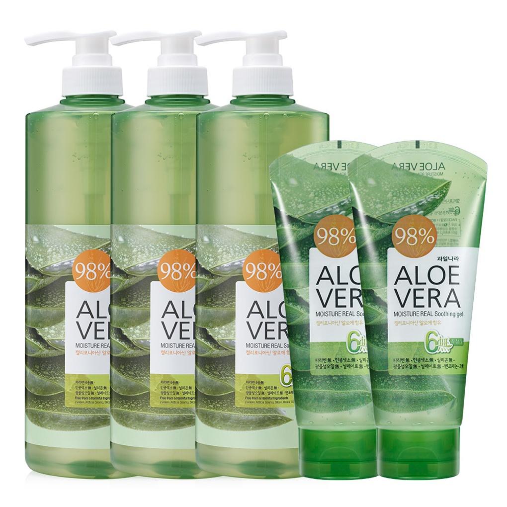 Aloe Vera Moisture Soothing Gel 1000ml x 3 + 150ml x 2