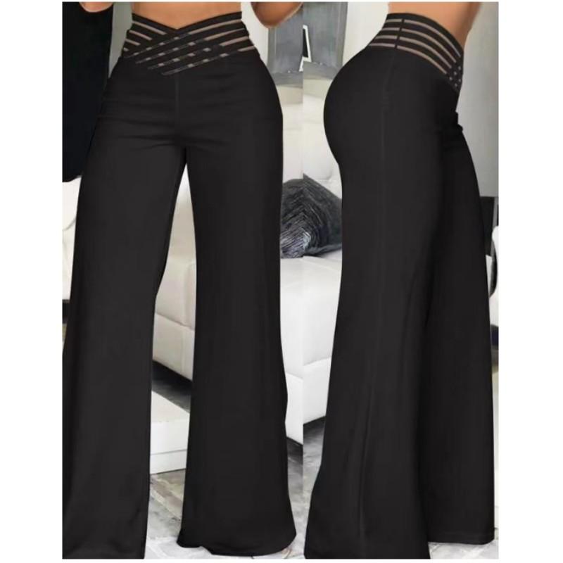 Women's Spring and Summer Micro-stretch Hollow Temperament Pants High Waist Casual Commuting Micro Pants
