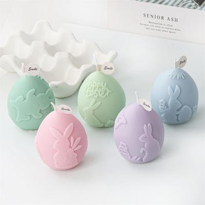 Moule en Silicone Bougie Oeuf de Pâques Lapin en Relief Pâques Aromathérapie Lapin Oeuf Gâteau Chocolat Moule en Silicone Cadeau de Pâques Moule en Gypse