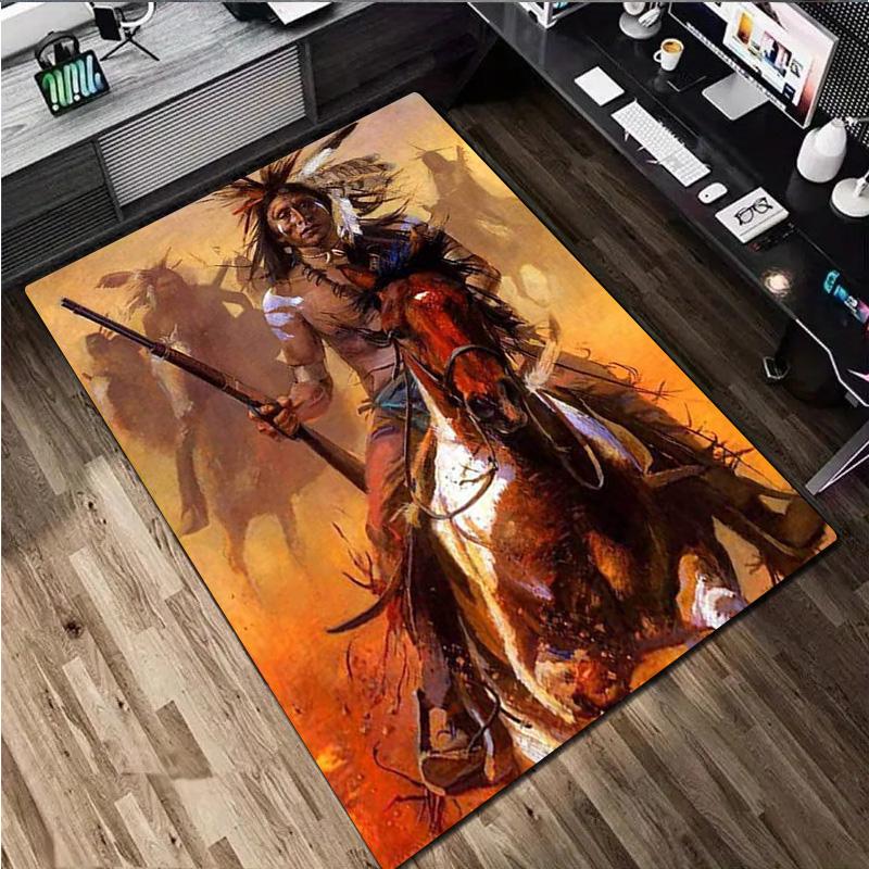 Native American Print Rug - Home Decoration Carpet For Living Room Bedroom Flooring Computer Chair Area Rug