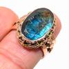 Natural Labradorite Gemstone Two Tone 925 Sterling Silver Jewelry Ring S.7 R5p77