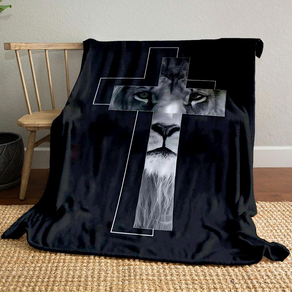 

Lion Cross Print Blanket Printed Blanket for Living Room Bed Couch lunch break Soft Cozy Blanket for Friend s festival Gift 80cm x 120cm