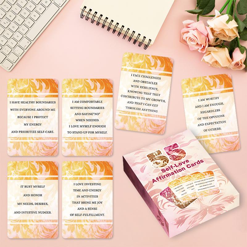 Self-Love 55 Affirmation Cards Positive Psychological Affirmation Cards For Emotional Regulation Self-Growth Motivational Cards Card Games Board
