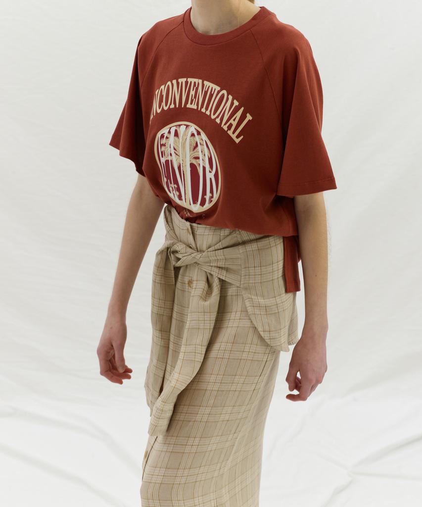 Enor Tie Up Point Linen Skirt - Beige