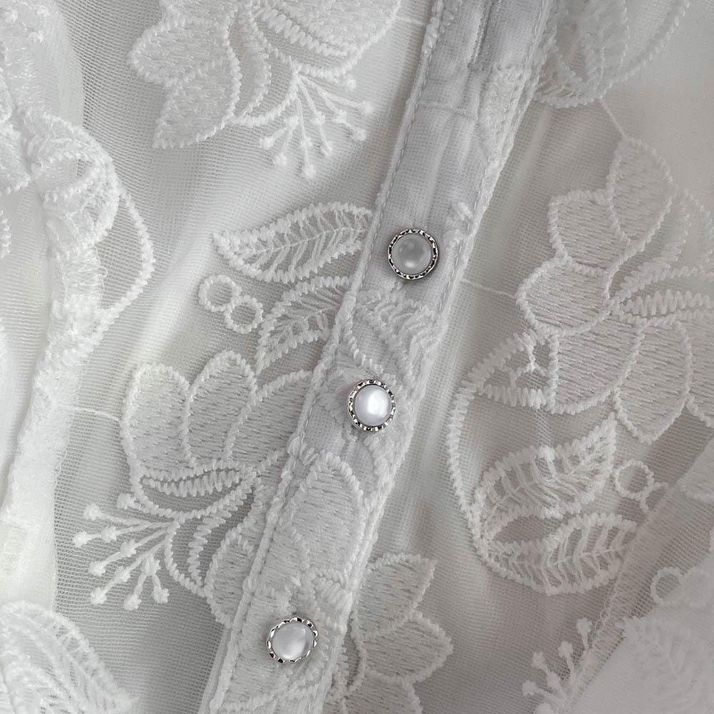 Summer Retro Embroidered Puff Sleeve A-line White Dress