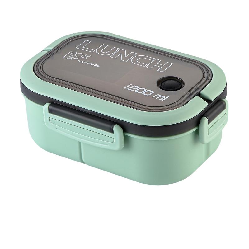 

Sealed Double Layer Leak Proof Bento Lunch Box with Cutlery Microwave Safe Food Container for Kids Adults Kitchen Accessories зелёный