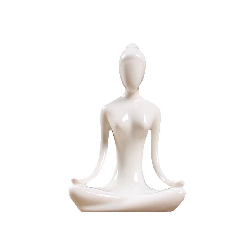 Yuxuan Modern Creative Yoga Girl Ceramic Ornament – Minimalist Home Décor Statue