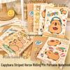 Capybara Riding a Horse Cartoon Notebook - Portable Student & Office Record Book