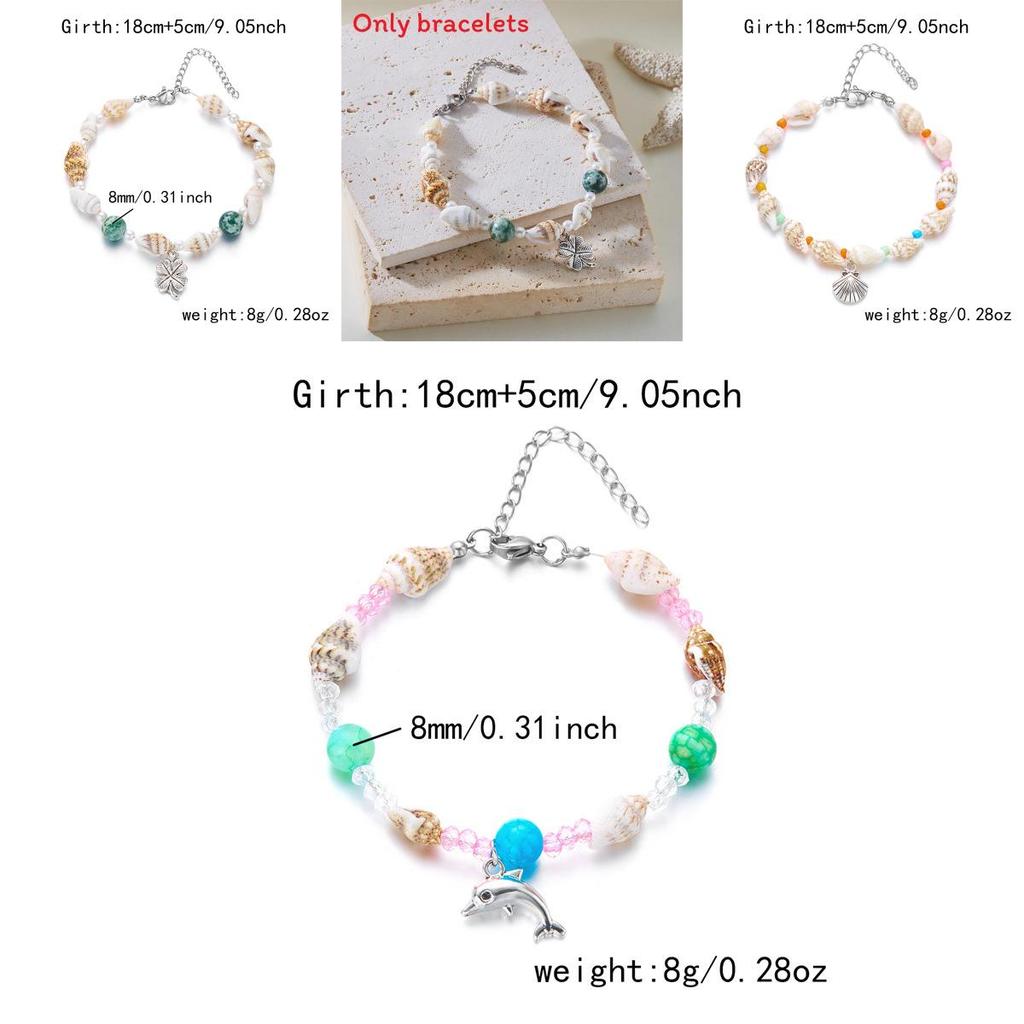 Shell Fish Tail Pendant Bracelets For Beachwear And Casual Wear