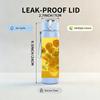 1PC Yellow Sunflower Painting 750ml Color Plastic Sports Water Bottle Leakproof Flip Straw Lid Suitable for Sports Office Home Use