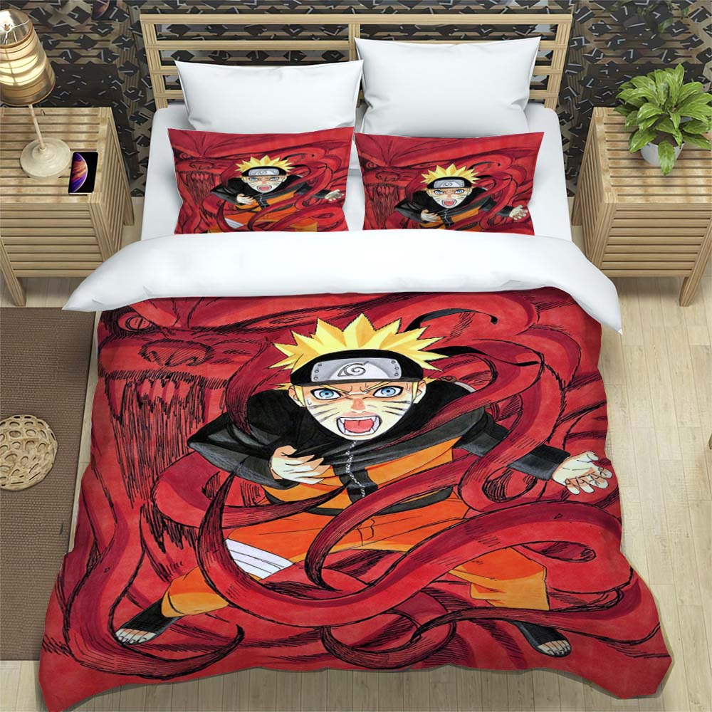 Naruto Pattern Quilt Cover With Pillowcases 3D Digital Printed Bedding Set Twin Full Queen King Children'S Gift