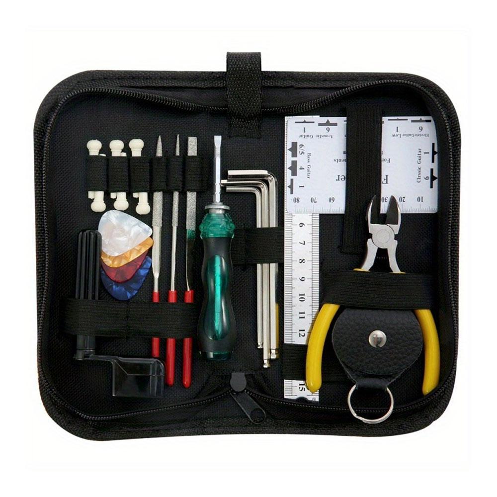 

All-in-One Guitar Maintenance Kit - Premium String Changing Tool, Precision Tuning Wrench,, Accurate Ruler & Durable Bag