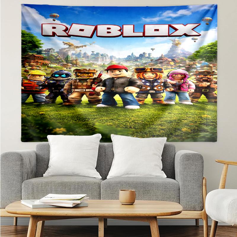 Roblox Print Tapestry, Backdrop, Easy Setup, Ideal for Bedroom, Office & Living Room, with Aesthetic Wall Hanging Decor.