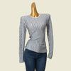 Export Vertical Striped Base Knitwear Low Round Neck Slim Fit Long Sleeve Inner Wear Trendy Pullover Tops Women