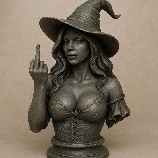 Halloween Middle Finger Witch Ornament Resin Women Bust Figurine Statue Sculpture Home