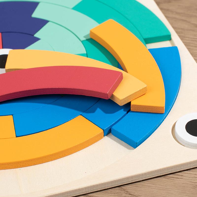 Montessori DIY Game Wooden Rainbow Creative Blocks Puzzle Color Shape Cognitive Educational Toys Gift For Children Kids