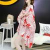 Übergröße Damen Sommer Oversized T-Shirt Langarm Tops Vintage Print Unregelmäßige Kapuzenpullover Freizeitkleidung