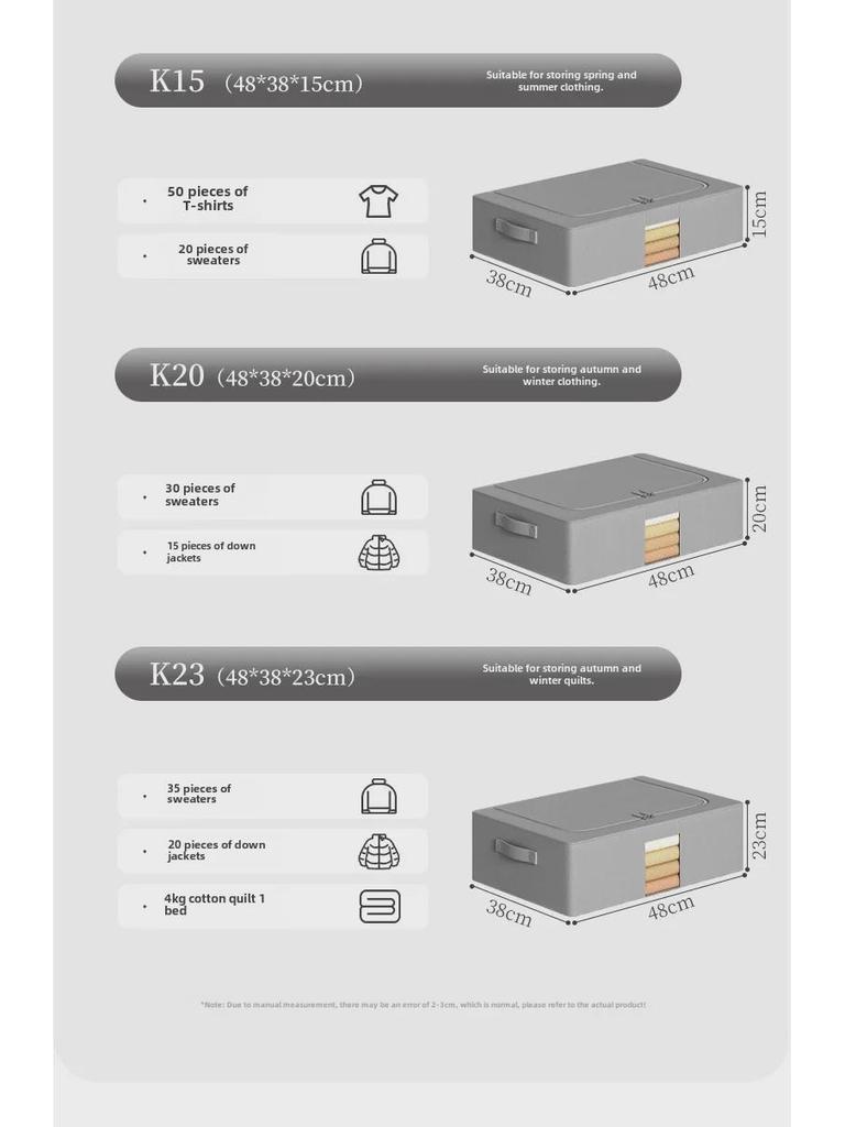 Under-Bed Oxford Cloth Storage Box for Clothes and Quilts