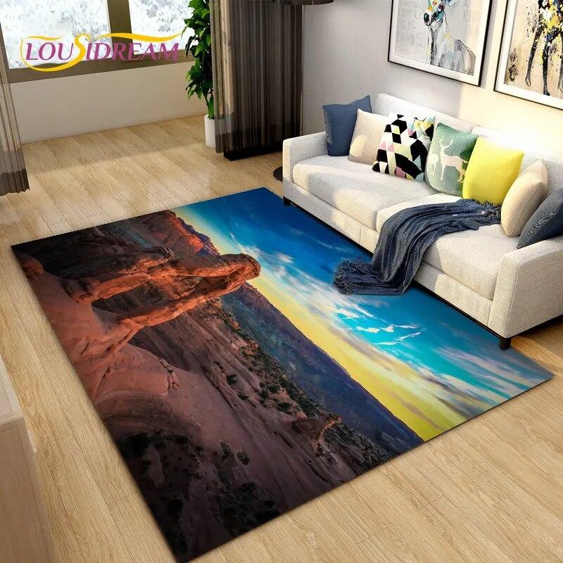 Nature Scenery Desert Sand Area Rug Large,Carpet Rug for Living Bedroom Sofa Doormat Decoration,Children Play Non-slip Floor Mat