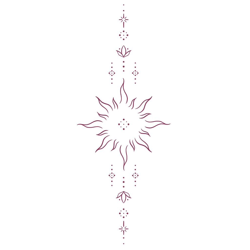 Advanced Sense Domineering Personality Thorn Totem Ribbon Sun Moon Stars Flower Lines Tattoo Sticker
