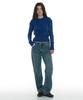 PARTIMENTO WOMEN Sheer Wide Rib Knit Crewneck_Blue
