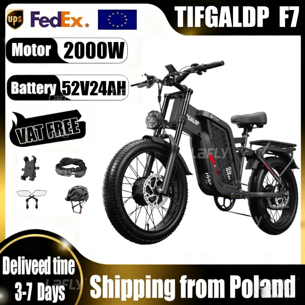 New TIFGALOP F7 2000W 52V 24AH Ebike 35mph Top  Electric Bicycle 20 Inch Fat Tire Hydraulic Oil Brake,dual Shock Absor