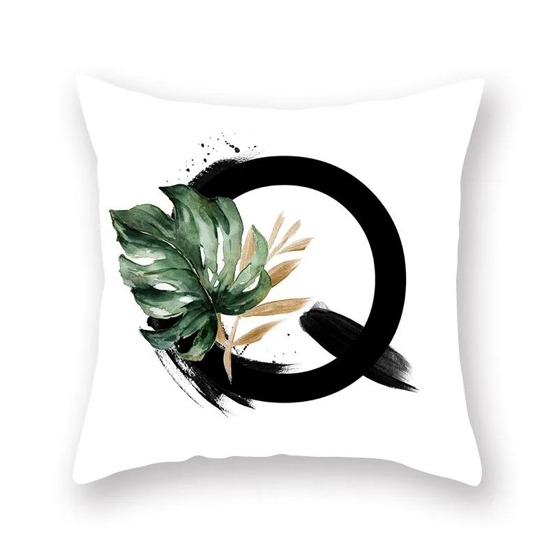 Sofa Pillow Cushion Wholesale Nordic Style Plant English Alphabet Peach Skin Pillowcase