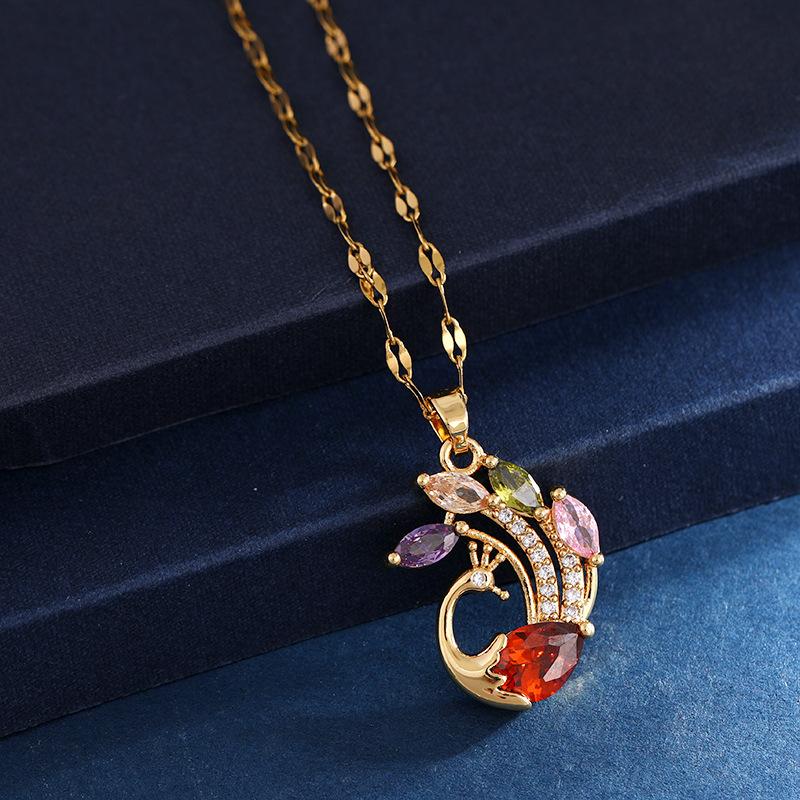 

Нишевая роскошь изысканная хрустальная цепочка на ключицу женственность высокая мода простой кулон с цветным драгоценным камнем титановая сталь не тускнеет