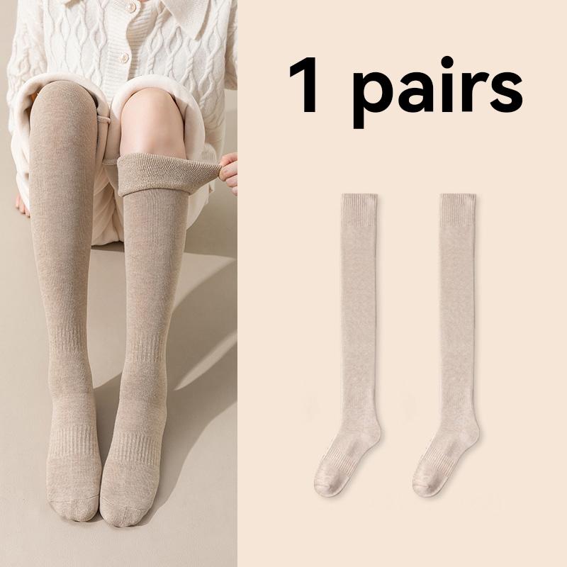 Women Soft Wool Long Socks Autumn Winter Cashmere Solid Knitted Stocking Skinny Casual Knee High Warm Thicken Girls Socks Medias