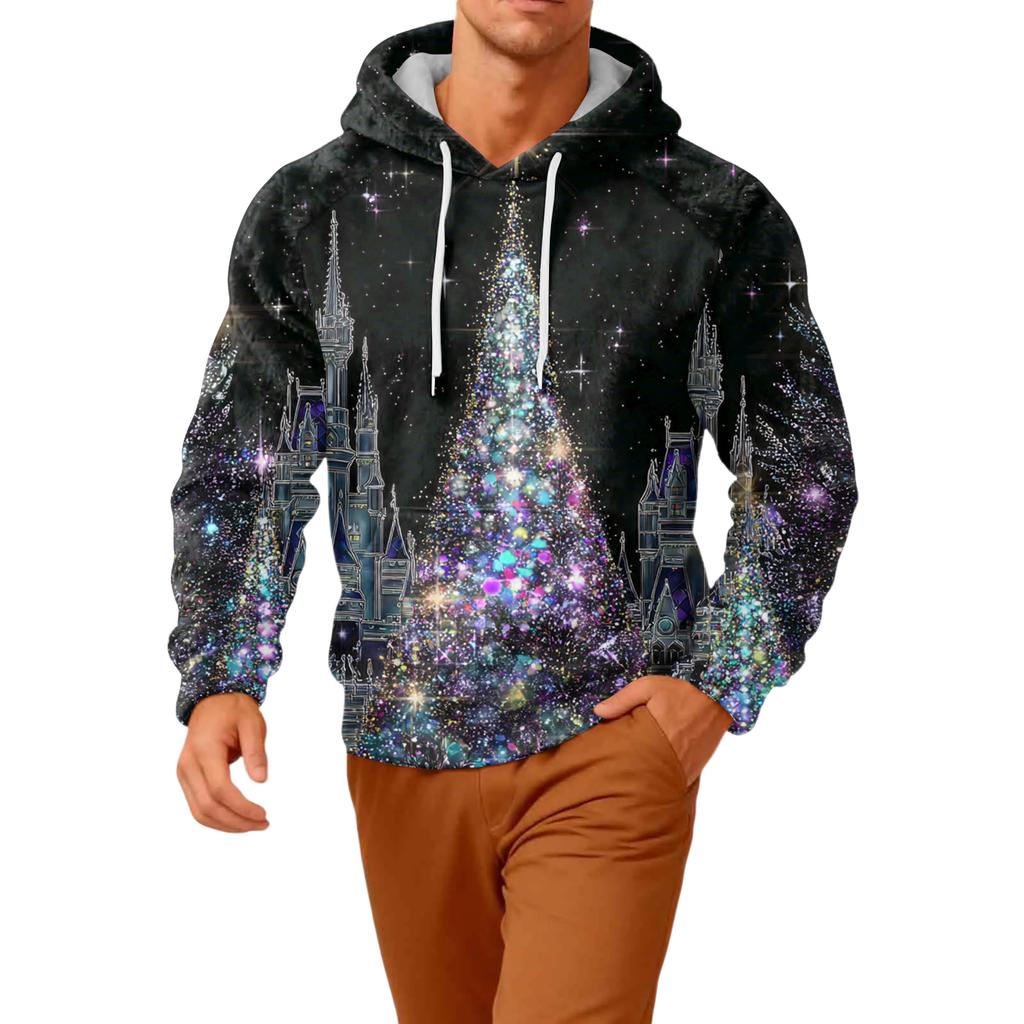 Men's Long-Sleeve Casual Flannel Hooded Sweatshirt