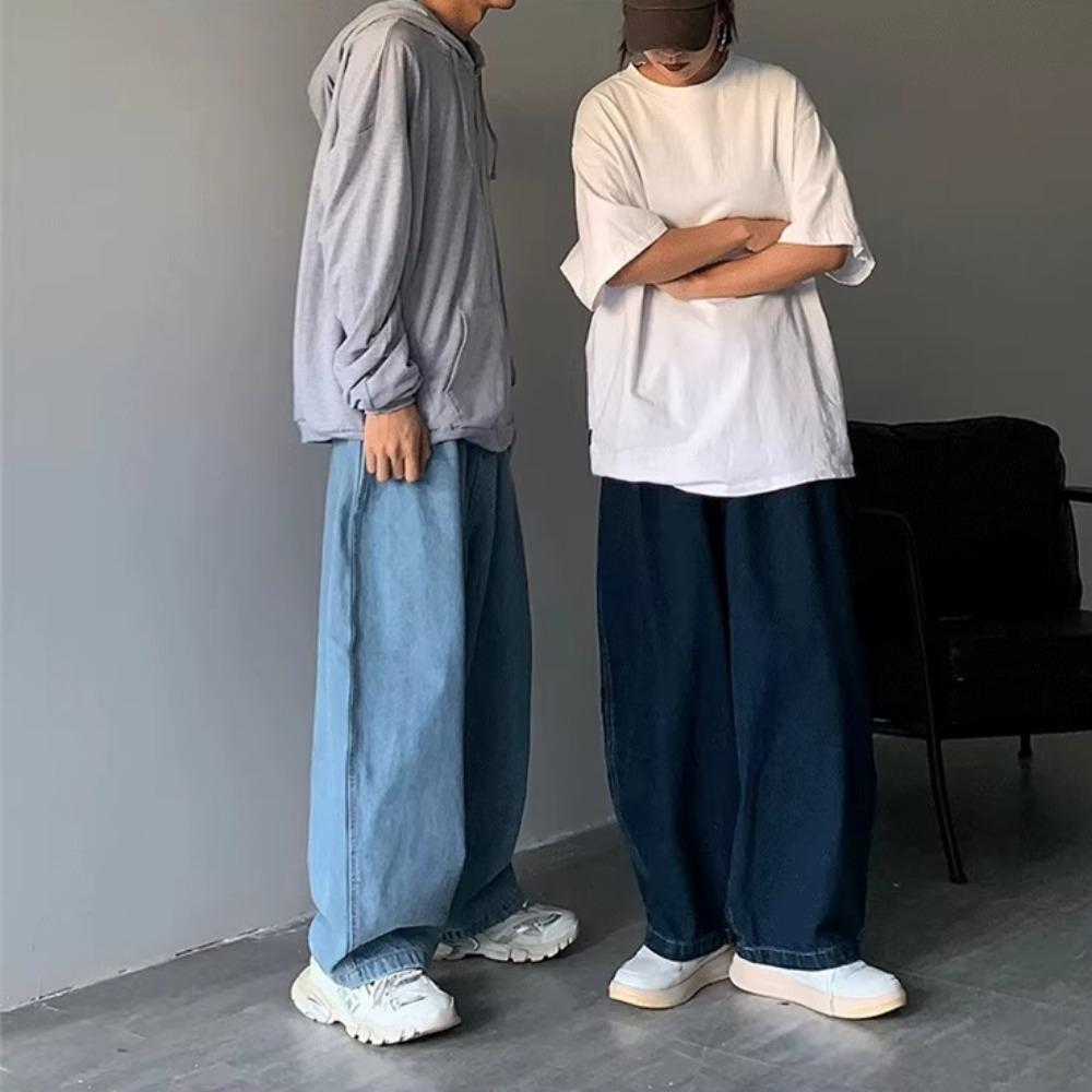 Gerade Jeans Männer Blau Lose Denim Hose Neutral Y2K Jean Streetwear Casual Wide Jeans Mans Hosen Männer Baggy Hip Hop